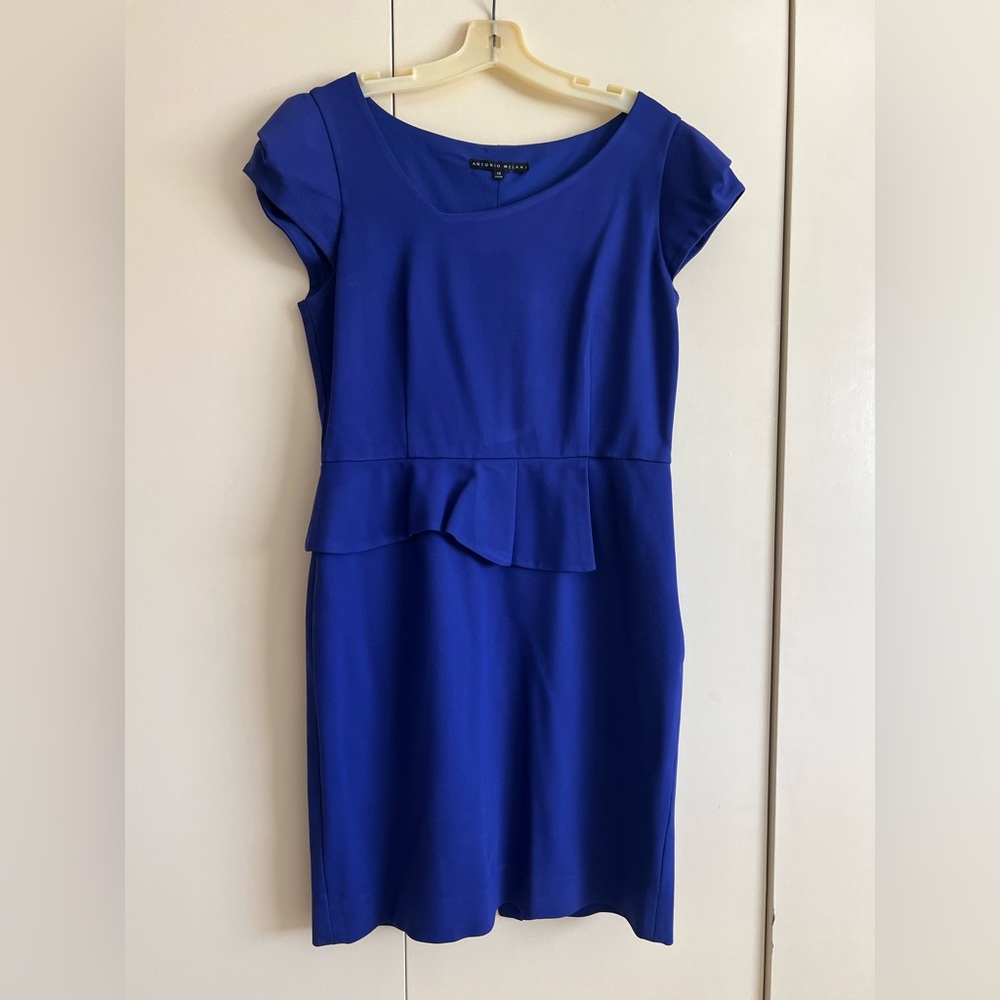 ANTONIO MELANI Cobalt Blue Peplum Dress